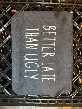Canvas Zip Pouch - Black with White Text